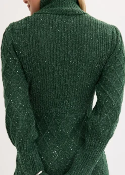 bonprix bonprix Vestido de punto con lentejuelas Verde oscuro Best