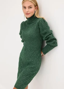 bonprix bonprix Vestido de punto con lentejuelas Verde oscuro Best