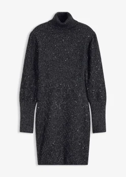 bonprix bonprix Vestido de punto con lentejuelas Negro Discount