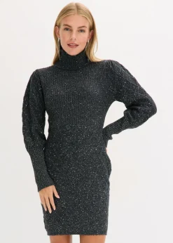 bonprix bonprix Vestido de punto con lentejuelas Negro Discount