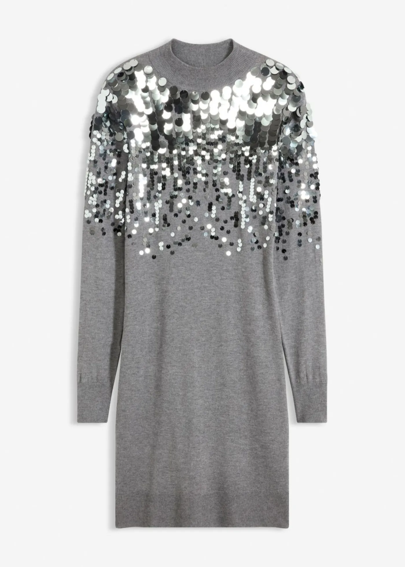 bonprix bonprix Vestido de punto con lentejuelas Gris jaspeado New
