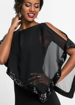 bonprix bonprix Vestido de punto con lentejuelas Negro Hot