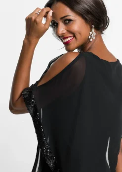 bonprix bonprix Vestido de punto con lentejuelas Negro Hot