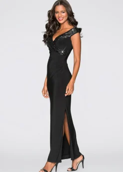 bonprix bonprix Vestido de punto con lentejuelas Negro Online