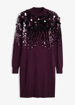 bonprix bonprix Vestido de punto con lentejuelas morado intenso Clearance