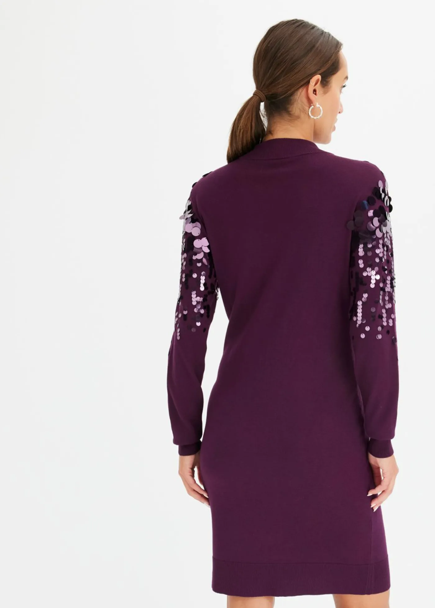 bonprix bonprix Vestido de punto con lentejuelas morado intenso Clearance