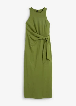 bonprix bonprix Vestido de punto con nudo Musgo oscuro Hot