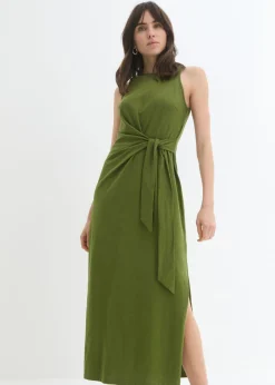 bonprix bonprix Vestido de punto con nudo Musgo oscuro Hot