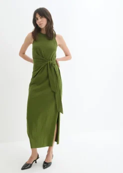 bonprix bonprix Vestido de punto con nudo Musgo oscuro Hot