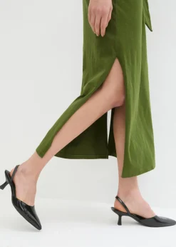 bonprix bonprix Vestido de punto con nudo Musgo oscuro Hot