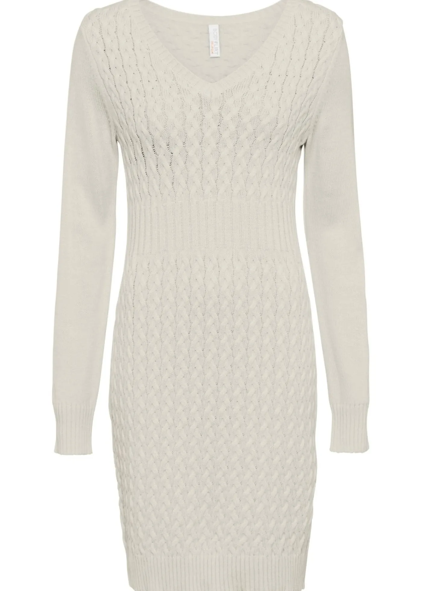 bonprix bonprix Vestido de punto con patrón trenzado crema suave Sale