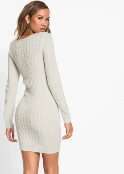 bonprix bonprix Vestido de punto con patrón trenzado crema suave Sale