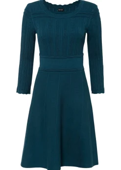 bonprix bonprix Vestido de punto con patrón ajour Petróleo azul Sale