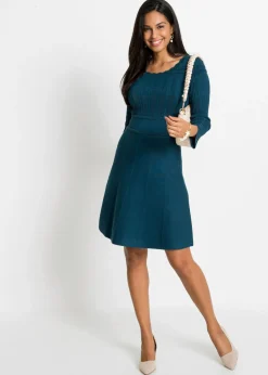 bonprix bonprix Vestido de punto con patrón ajour Petróleo azul Sale
