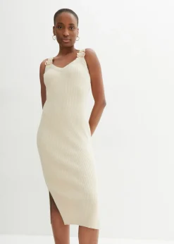 bonprix bonprix Vestido de punto con seda Arena jaspeado Sale