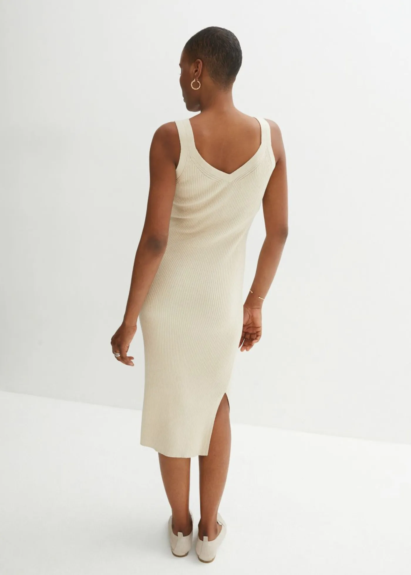 bonprix bonprix Vestido de punto con seda Arena jaspeado Sale