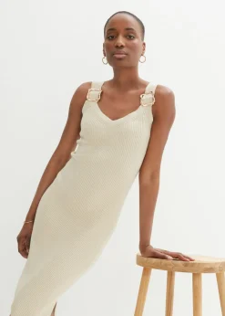 bonprix bonprix Vestido de punto con seda Arena jaspeado Sale