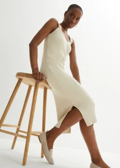 bonprix bonprix Vestido de punto con seda Arena jaspeado Sale