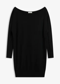 bonprix bonprix Vestido de punto con un hombro al descubierto Negro Hot