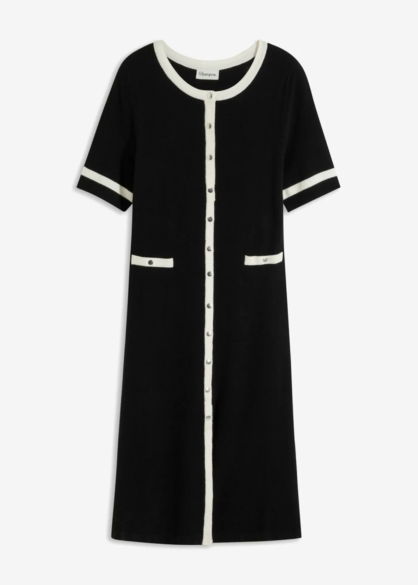 bonprix bonprix Vestido de punto con viscosa Negro-blanco lana New