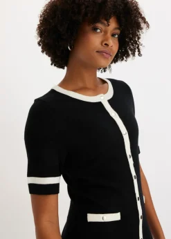 bonprix bonprix Vestido de punto con viscosa Negro-blanco lana New