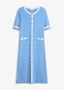 bonprix bonprix Vestido de punto con viscosa azul provenzal-blanco lana Outlet