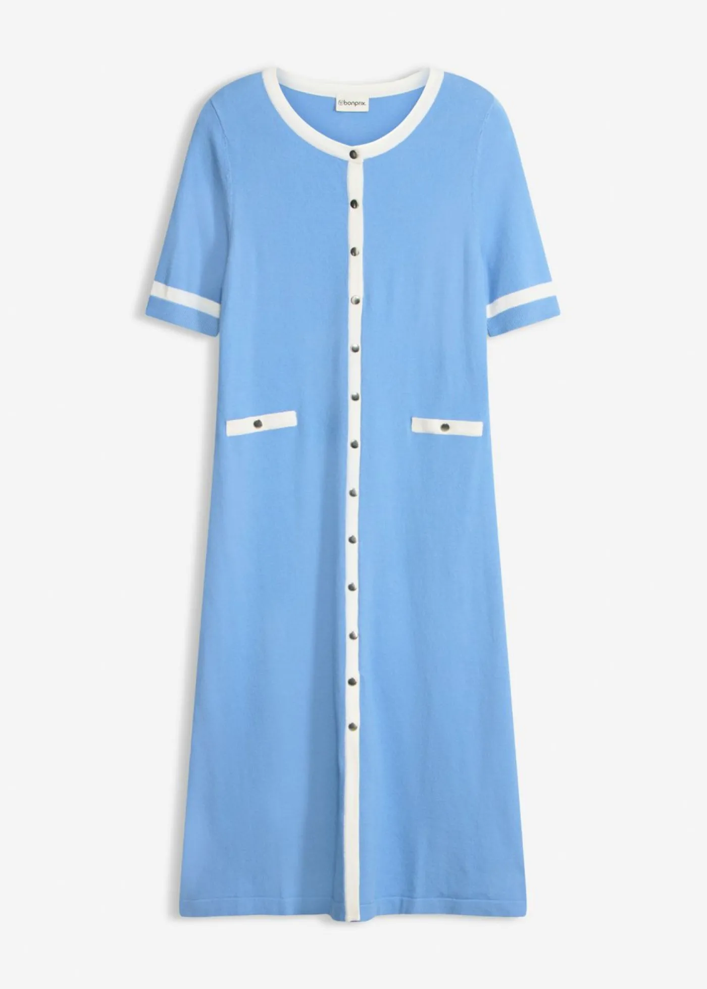 bonprix bonprix Vestido de punto con viscosa azul provenzal-blanco lana Outlet