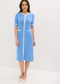 bonprix bonprix Vestido de punto con viscosa azul provenzal-blanco lana Outlet