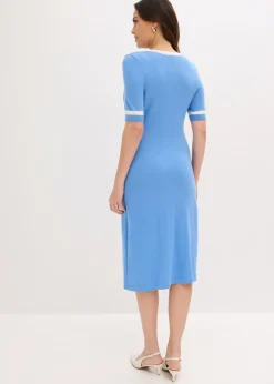 bonprix bonprix Vestido de punto con viscosa azul provenzal-blanco lana Outlet