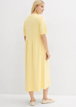bonprix bonprix Vestido de punto de algodón puro Amarillo claro Hot