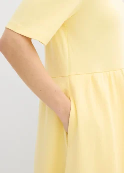 bonprix bonprix Vestido de punto de algodón puro Amarillo claro Hot