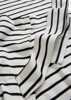 bonprix bonprix Vestido de punto de algodón puro blanco lana-negro con rayas Discount
