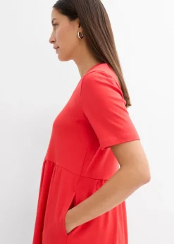 bonprix bonprix Vestido de punto de algodón puro fresa