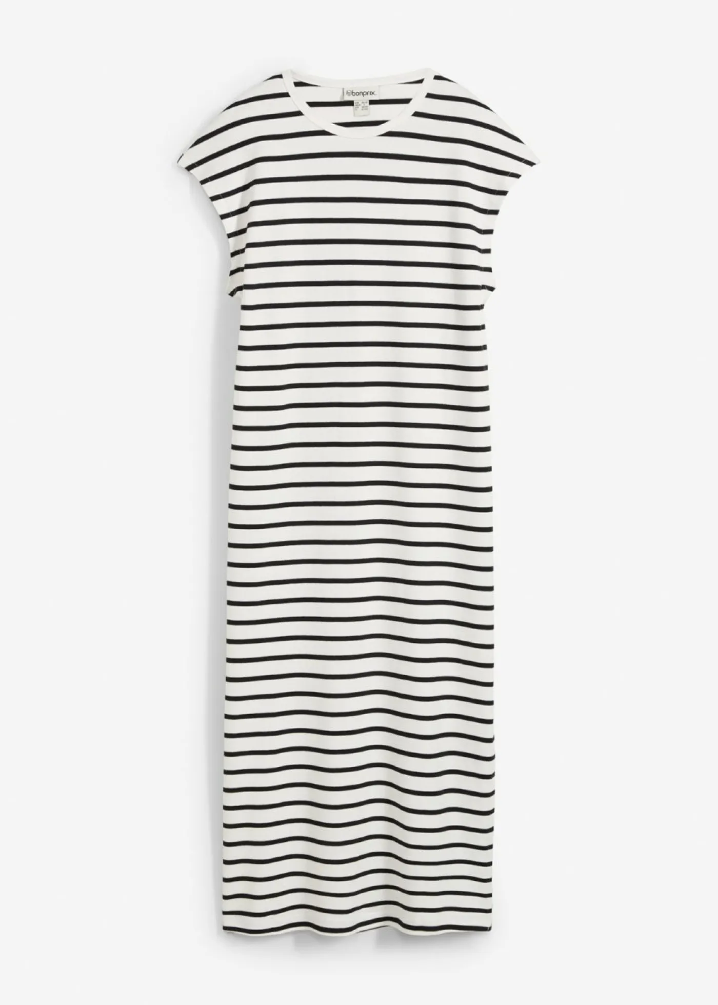 bonprix bonprix Vestido de punto de algodón puro blanco lana-negro con rayas New