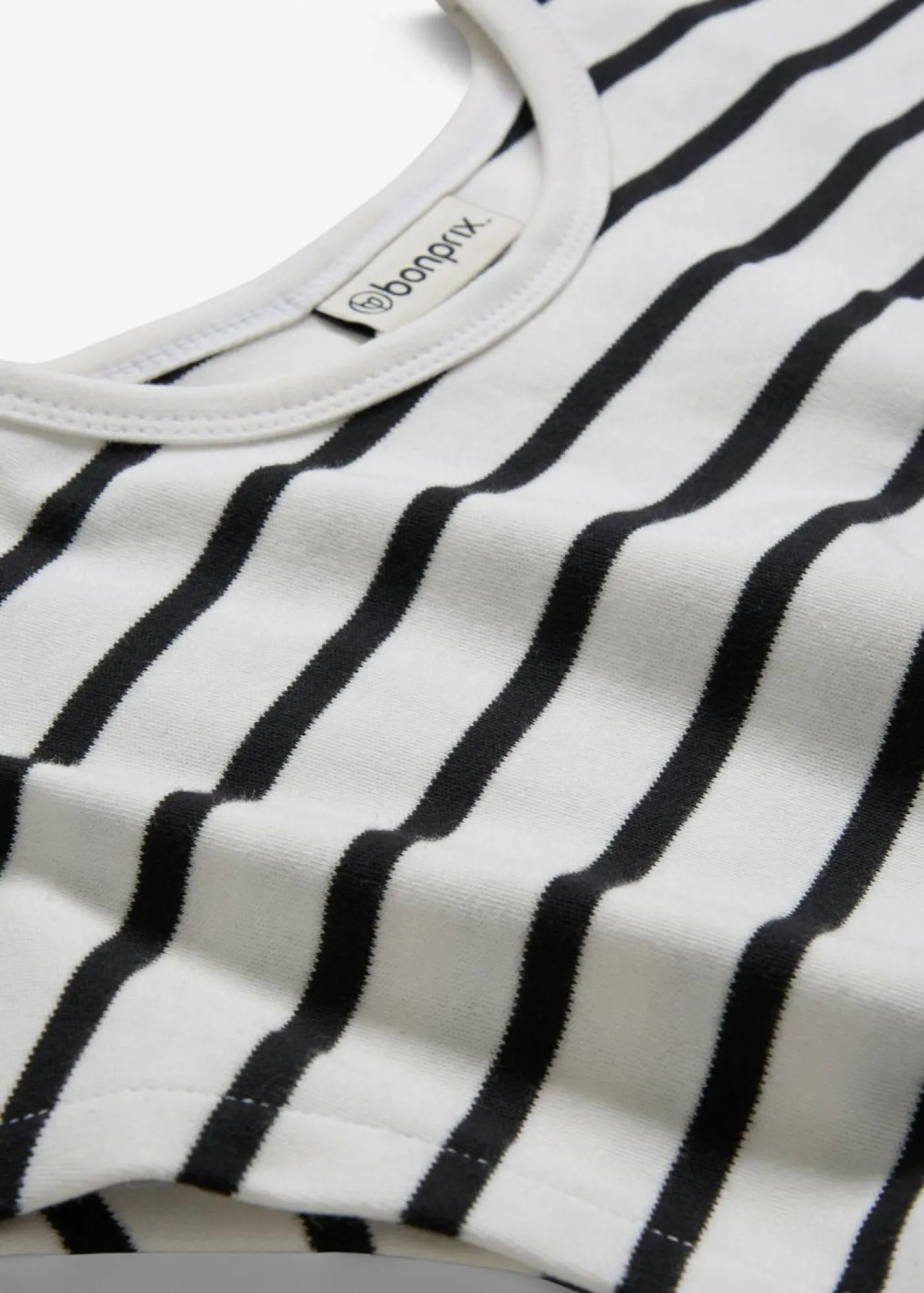 bonprix bonprix Vestido de punto de algodón puro blanco lana-negro con rayas New