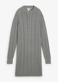 bonprix bonprix Vestido de punto de algodón puro Gris jaspeado New