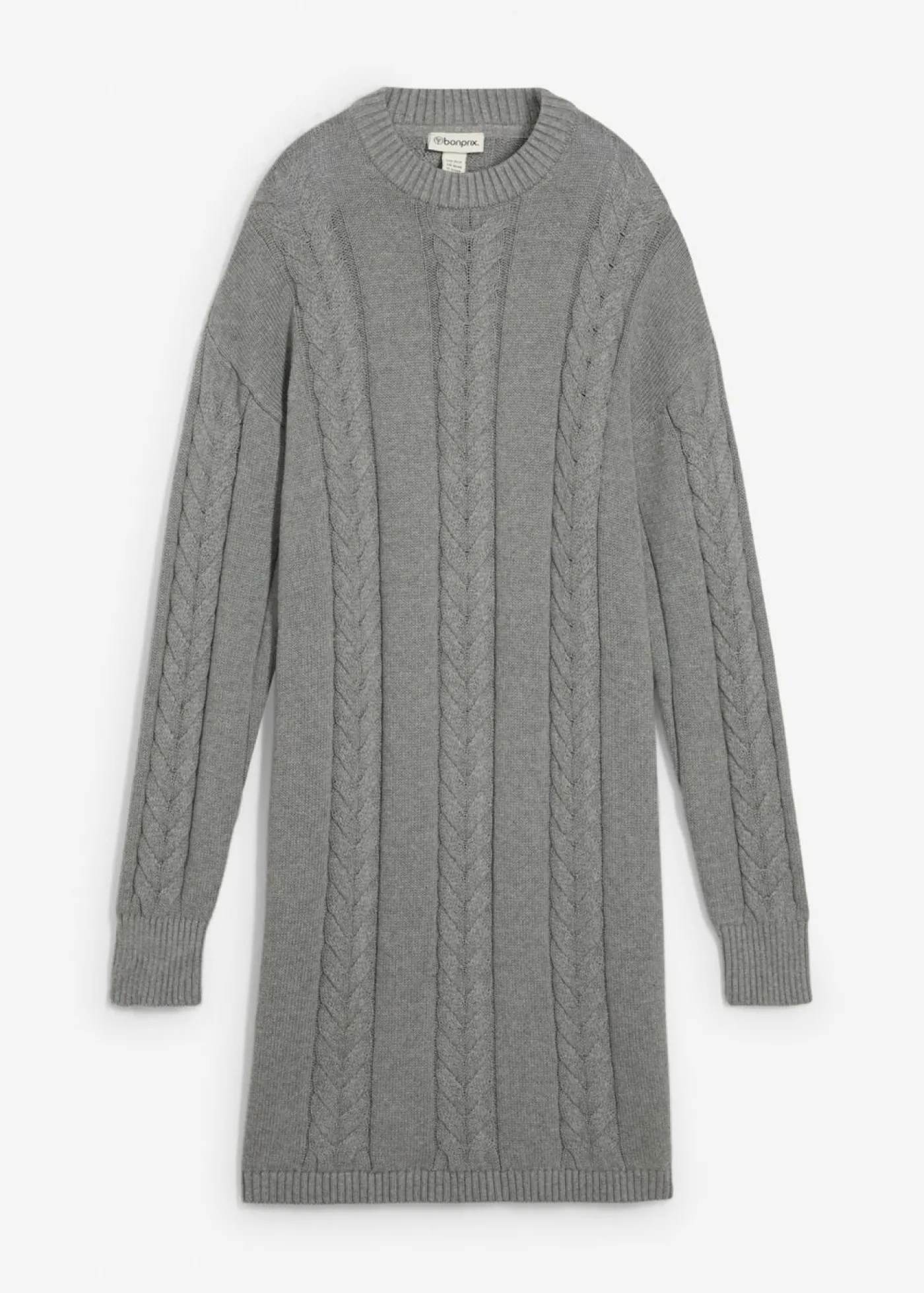 bonprix bonprix Vestido de punto de algodón puro Gris jaspeado New
