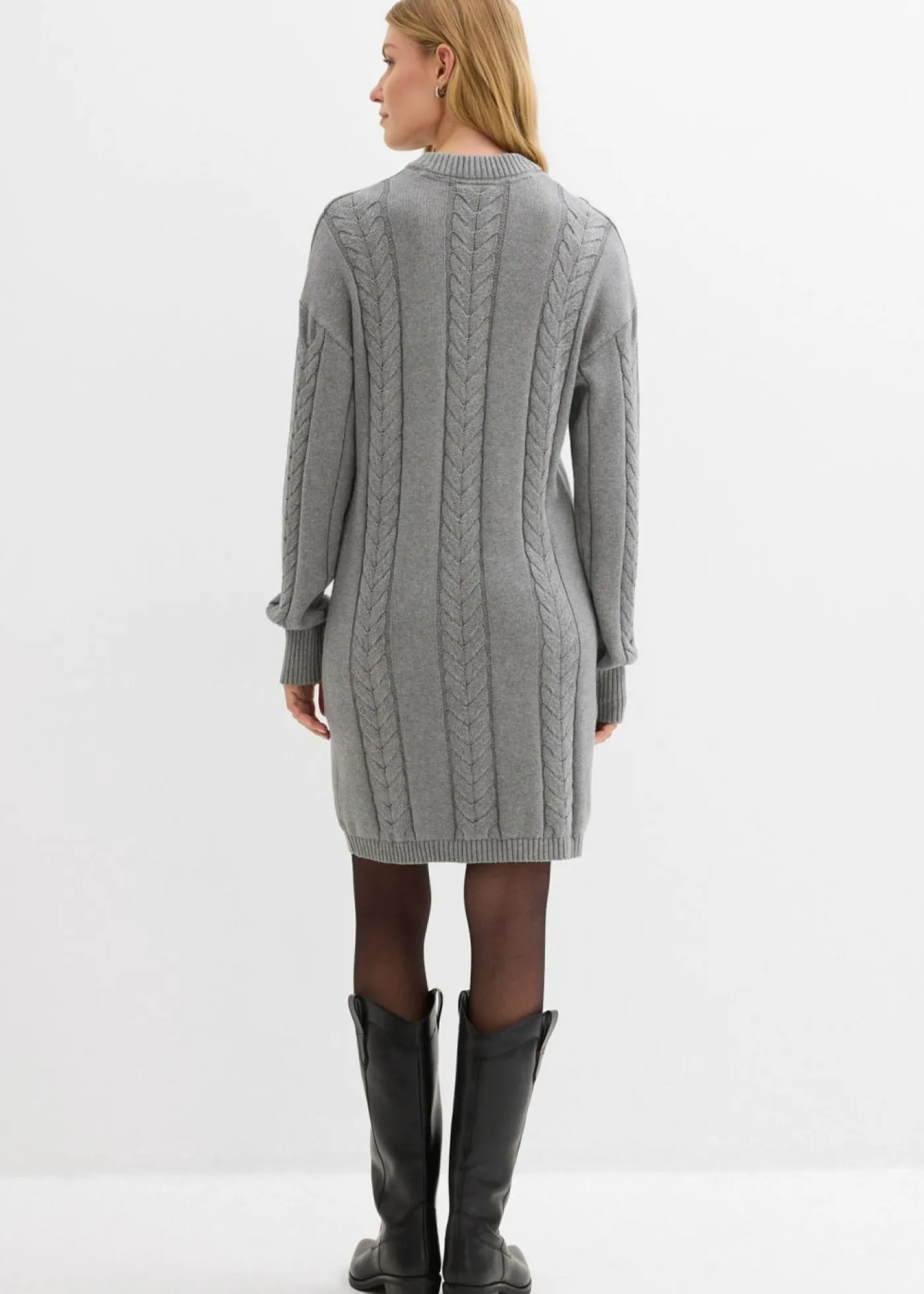 bonprix bonprix Vestido de punto de algodón puro Gris jaspeado New