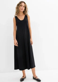 bonprix bonprix Vestido de punto de algodón orgánico puro Negro Online