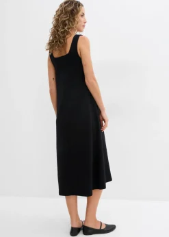 bonprix bonprix Vestido de punto de algodón orgánico puro Negro Online