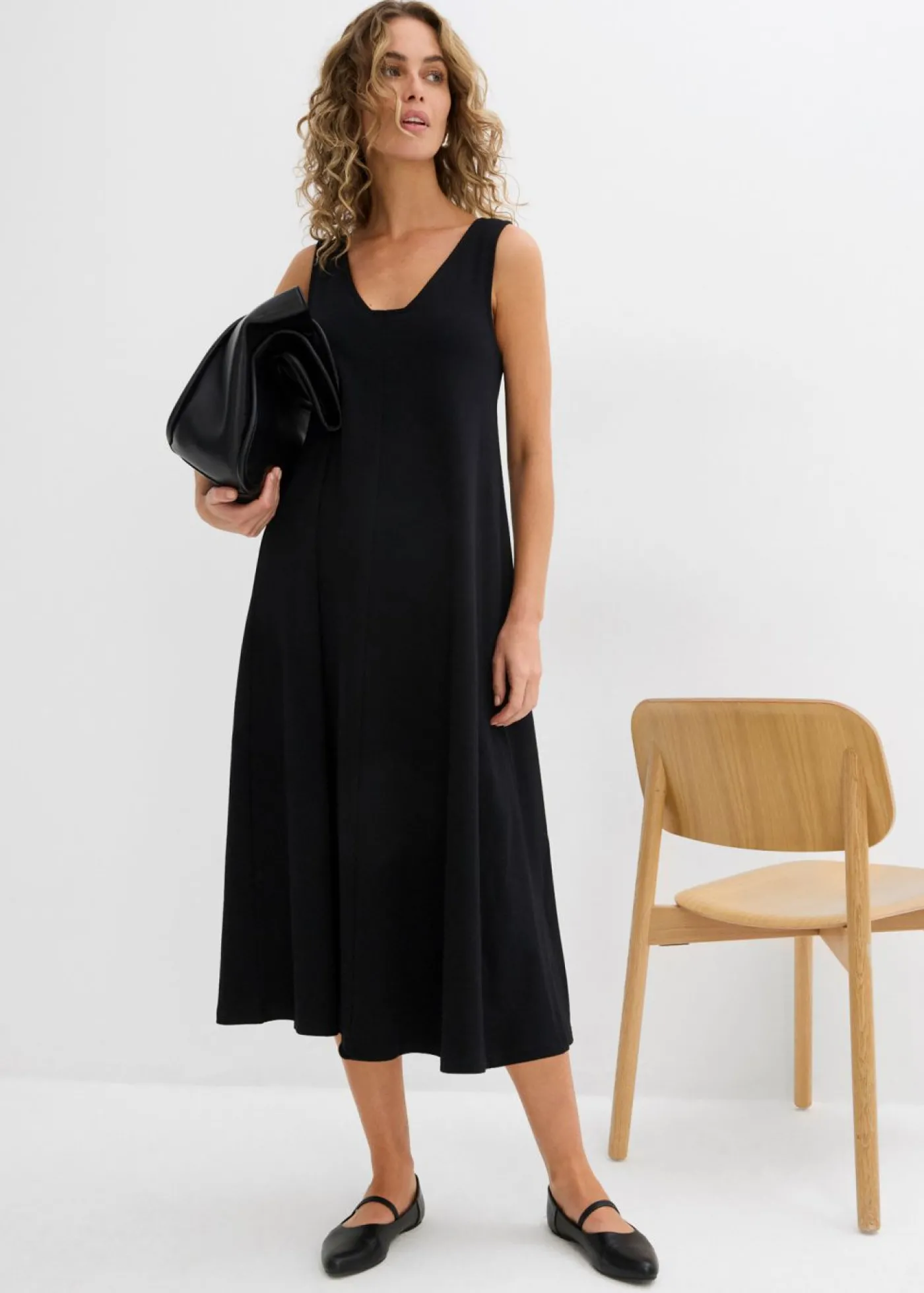 bonprix bonprix Vestido de punto de algodón orgánico puro Negro Online