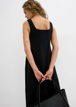 bonprix bonprix Vestido de punto de algodón orgánico puro Negro Online