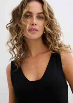 bonprix bonprix Vestido de punto de algodón orgánico puro Negro Online