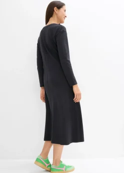 bonprix bonprix Vestido de punto de algodón orgánico puro pesado Negro Hot