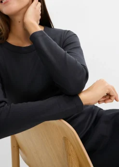 bonprix bonprix Vestido de punto de algodón orgánico puro pesado Negro Hot