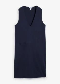 bonprix bonprix Vestido de punto de algodón puro Azul marino Clearance