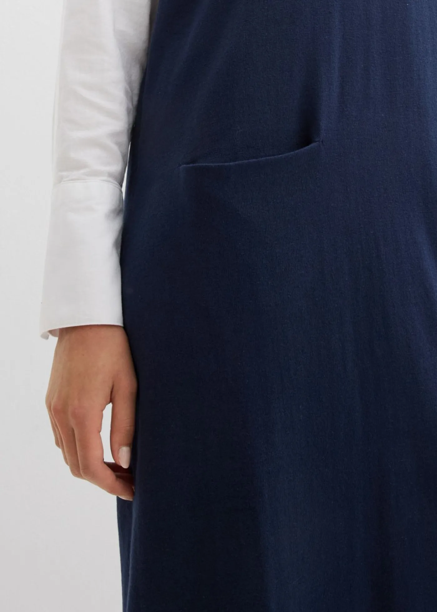 bonprix bonprix Vestido de punto de algodón puro Azul marino Clearance