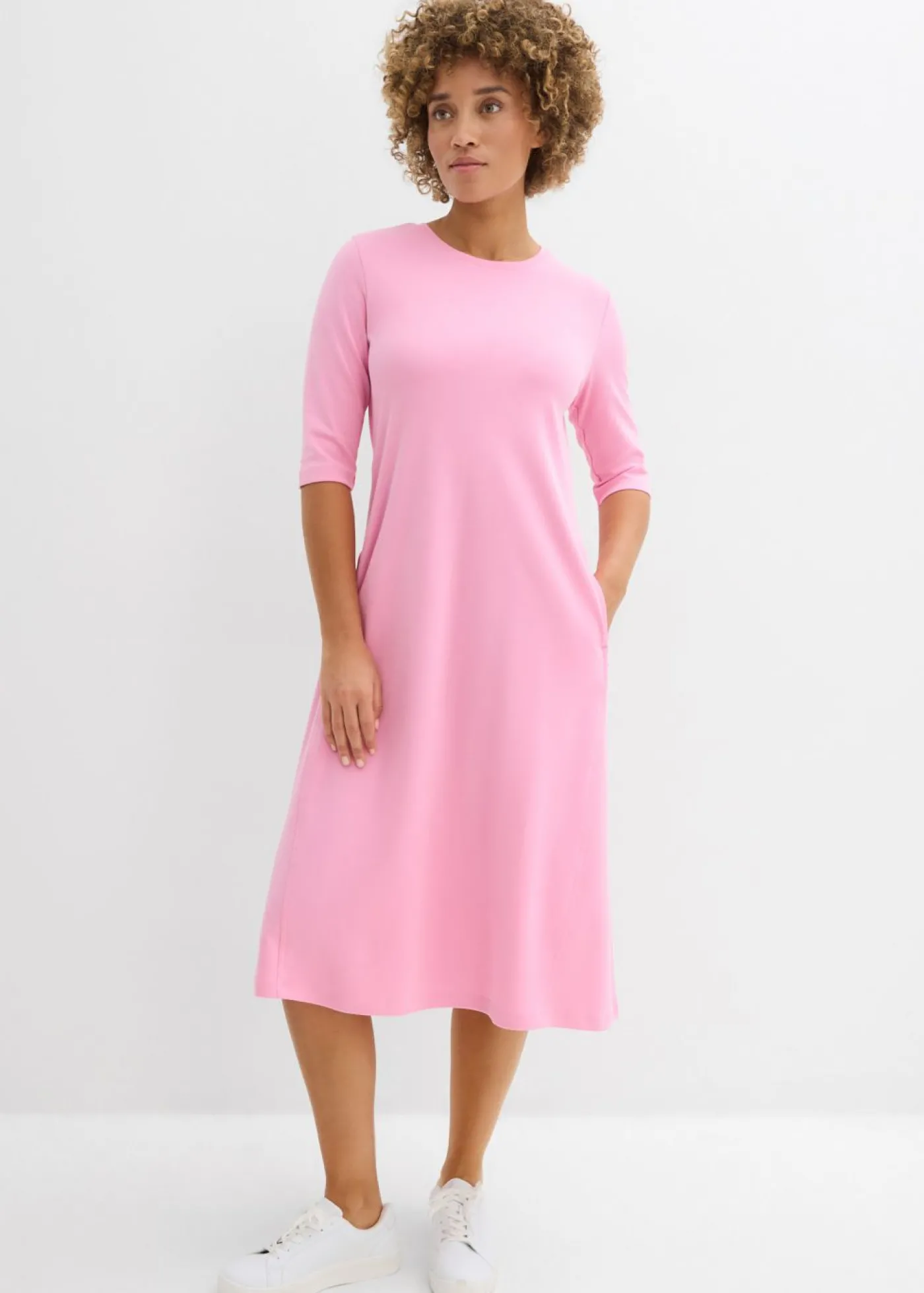 bonprix bonprix Vestido de punto de algodón grueso Rosa Outlet