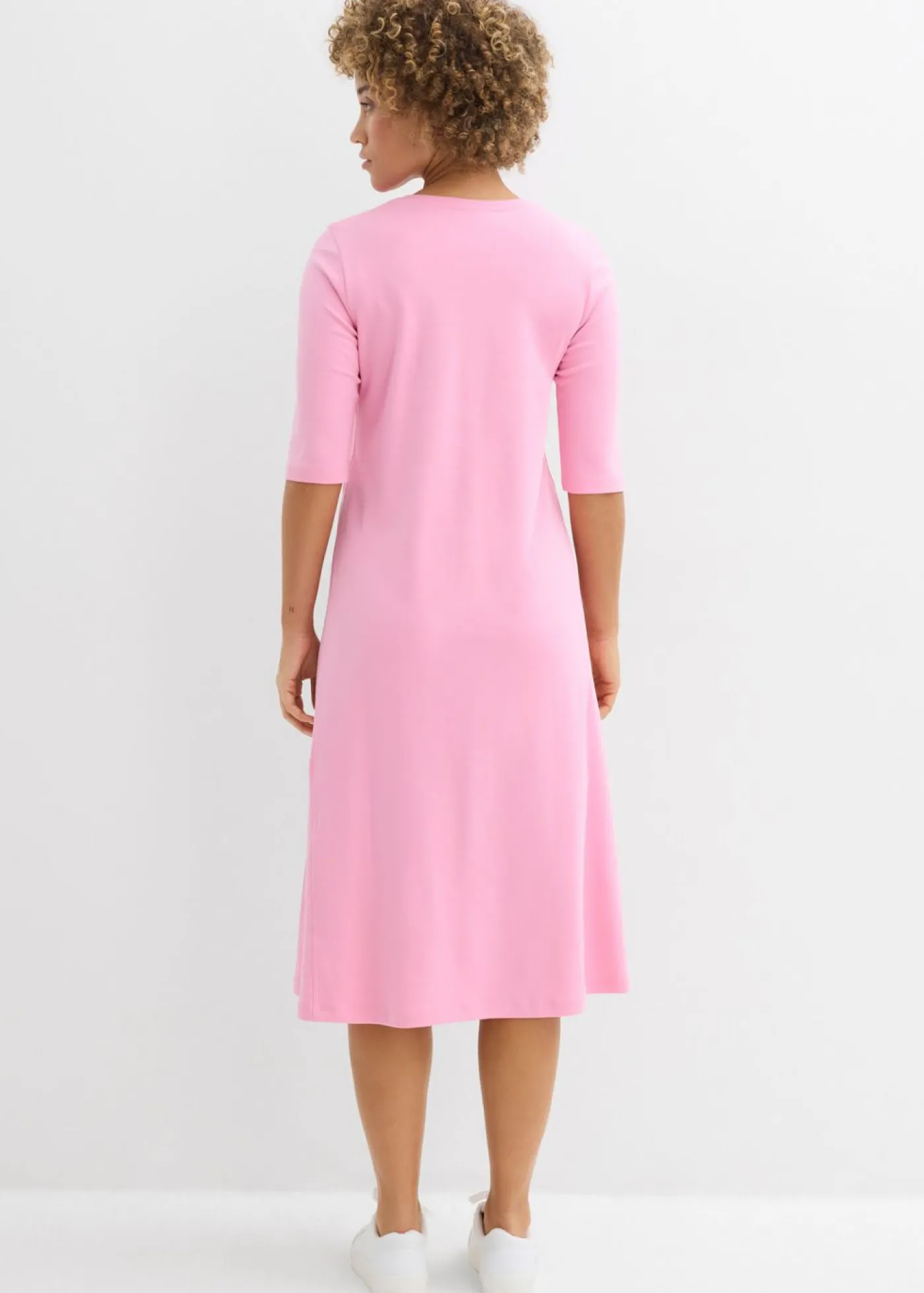 bonprix bonprix Vestido de punto de algodón grueso Rosa Outlet