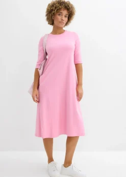 bonprix bonprix Vestido de punto de algodón grueso Rosa Outlet